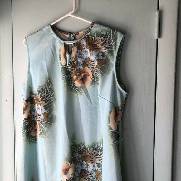 Vintage long maxi dress tropical floral fabric polyester 2 piece with jacket - Picture 3 of 9